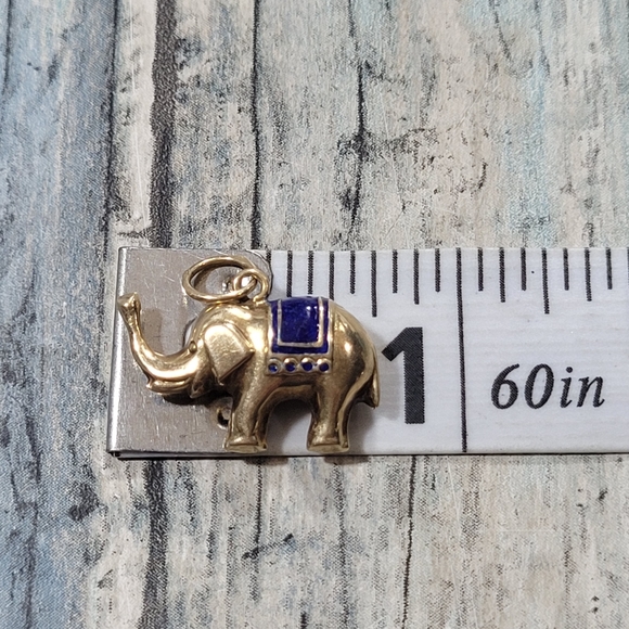 Vintage 14k Lucky Elephant Blue enamel Charm/Pendant. - Picture 5 of 9